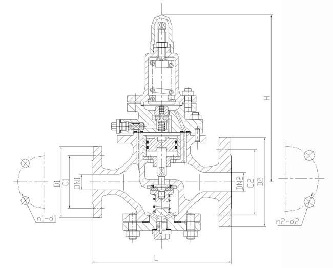 船用法蘭鑄鋼蒸汽減壓閥GB/T1852-93(圖1) 船用法蘭鑄鋼蒸汽減壓閥GB/T1852-93